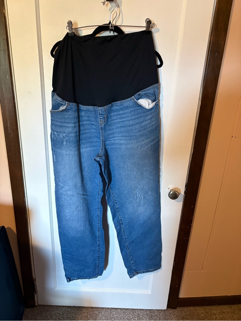 Maternity Blue Denim Jeans with Black Stretch Waistband